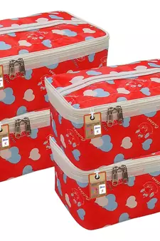 atorakushon    Fabric Women Makeup Storage Box Travel Vanity Cosmetic Bag Organizer Jewellery Pouch Pack of 4 Multicolor