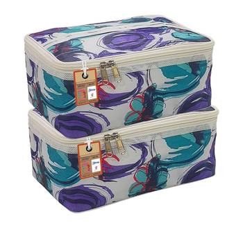 atorakushon    Fabric Women Makeup Storage Box Travel Vanity Cosmetic Bag Organizer Jewellery Pouch Pack of 2 Multicolor 1