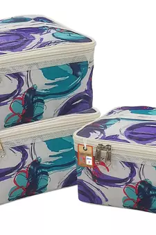 atorakushon    Fabric Women Makeup Storage Box Travel Vanity Cosmetic Bag Organizer Jewellery Pouch Pack of 3 Multicolor