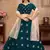 Teal Blue zari and Sequins embroidered georgette semi stitched bridal lehenga