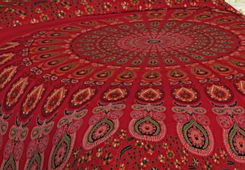 Ashnit 220 TC Cotton Double Jaipuri Mandela Print Bedsheet (Pack of 1, Red) 2