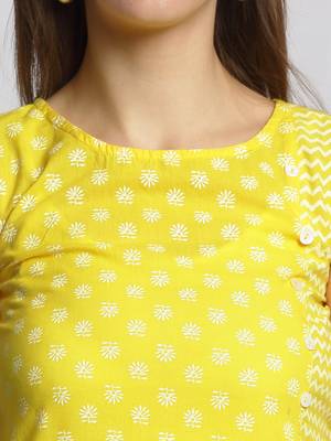 Yellow embroidered cotton ethnic-kurtis 3