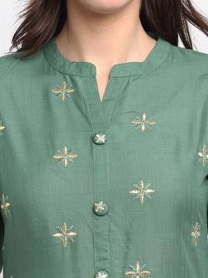 Green embroidered cotton ethnic-kurtis 3