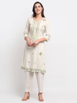 White embroidered cotton ethnic-kurtis 1