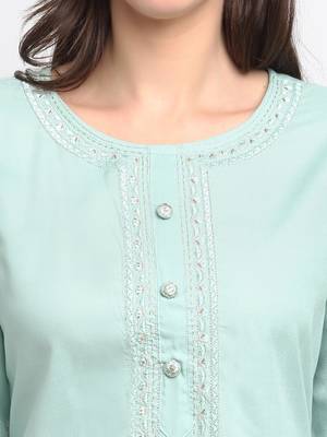 Blue embroidered cotton ethnic-kurtis 3