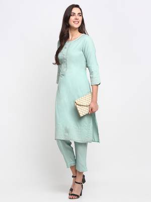 Blue embroidered cotton ethnic-kurtis 5
