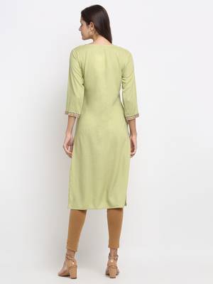 Green embroidered cotton kurtas-and-kurtis 2