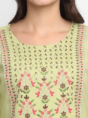 Green embroidered cotton kurtas-and-kurtis 4