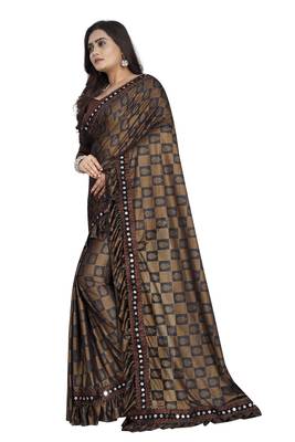 Brown Art Silk   Printed  Saree With Blouse For Women 2
