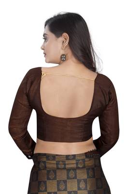 Brown Art Silk   Printed  Saree With Blouse For Women 5
