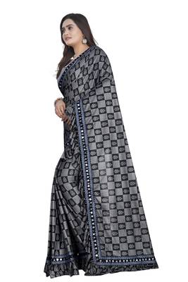 Grey Art Silk   Printed  Saree With Blouse For Women 2