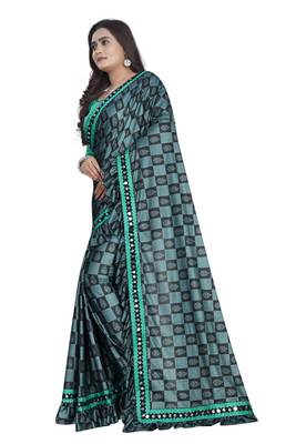 Green Art Silk   Printed  Saree With Blouse For Women 2