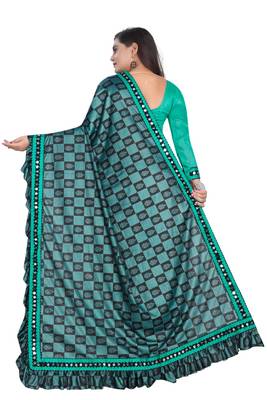 Green Art Silk   Printed  Saree With Blouse For Women 3