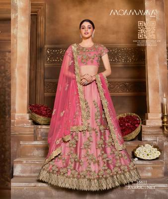 Red embroidered
 net stitched lehenga 1