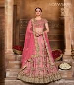 Red embroidered
 net stitched lehenga