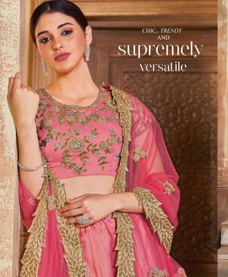 Red embroidered
 net stitched lehenga 2