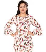 White printed crepe short-kurtis