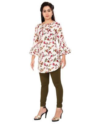 White printed crepe short-kurtis 3