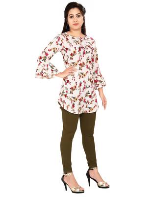 White printed crepe short-kurtis 4