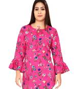 Pink printed crepe short-kurtis