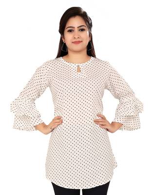Off-white printed crepe short-kurtis 1