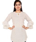 Off-white printed crepe short-kurtis