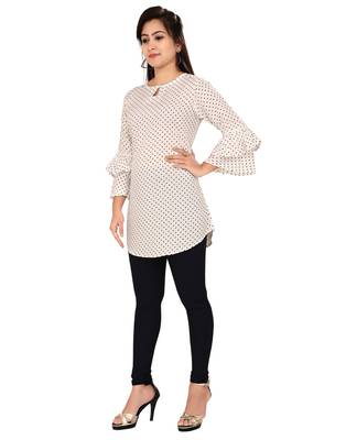 Off-white printed crepe short-kurtis 3
