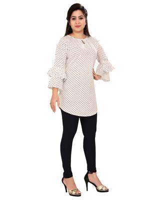 Off-white printed crepe short-kurtis 4