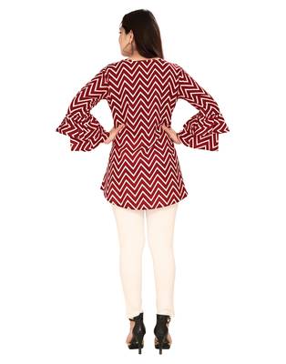 Maroon printed crepe short-kurtis 2