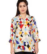Multicolor printed crepe short-kurtis