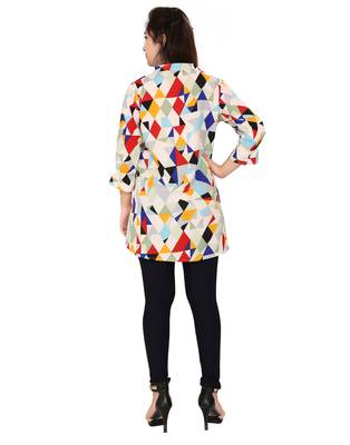 Multicolor printed crepe short-kurtis 2