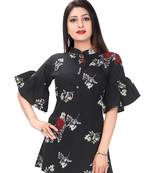 Black printed crepe short-kurtis