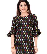 Black printed crepe short-kurtis