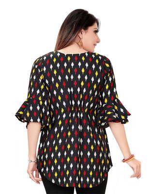 Black printed crepe short-kurtis 2