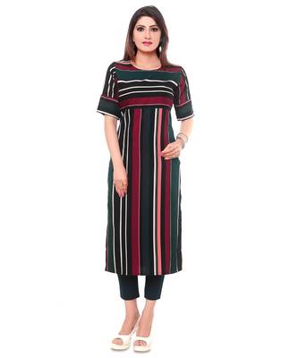 Multicolor printed crepe long-kurtis 1