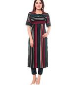 Multicolor printed crepe long-kurtis