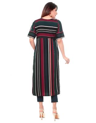 Multicolor printed crepe long-kurtis 2