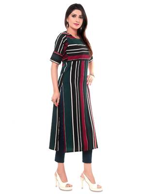 Multicolor printed crepe long-kurtis 3