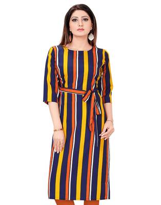 Multicolor printed crepe long-kurtis 1