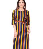 Multicolor printed crepe long-kurtis