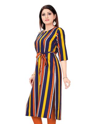 Multicolor printed crepe long-kurtis 3
