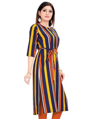 Multicolor printed crepe long-kurtis 4