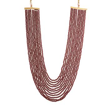 11 Layered Ruby Onyx Crystal Beads Maharaja Haar/Groom Necklace For Men  3