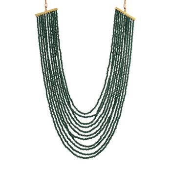 11 Layer Real Emerald Green Onyx Stone Beads Maharaja Haar/Groom Necklace Set for Men  1
