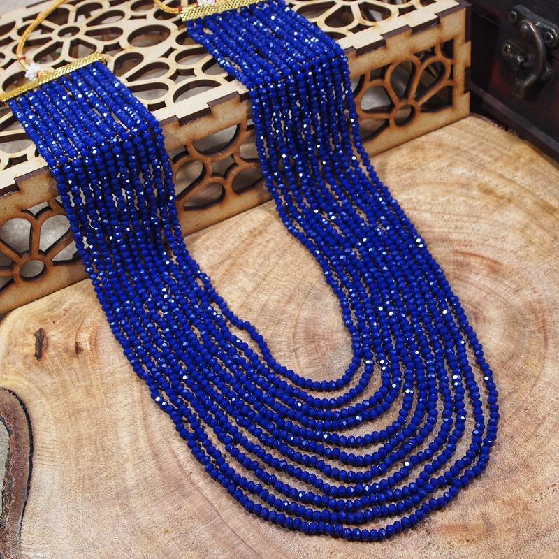 11 Layered Sapphire Onyx Crystal Beads Maharaja Haar/Groom Necklace For Men (MLP30Bl)