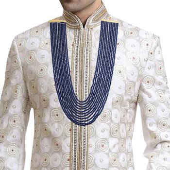 11 Layered Sapphire Onyx Crystal Beads Maharaja Haar/Groom Necklace For Men (MLP30Bl) 2