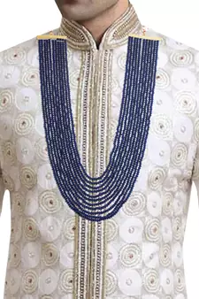 11 Layered Sapphire Onyx Crystal Beads Maharaja Haar/Groom Necklace For Men (MLP30Bl)