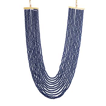 11 Layered Sapphire Onyx Crystal Beads Maharaja Haar/Groom Necklace For Men (MLP30Bl) 3