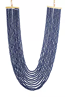 11 Layered Sapphire Onyx Crystal Beads Maharaja Haar/Groom Necklace For Men (MLP30Bl)