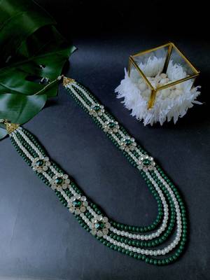 5 Layered Traditional Dulha Moti Mala with Beaded Maharaja Haar/Groom Necklace For Men  1